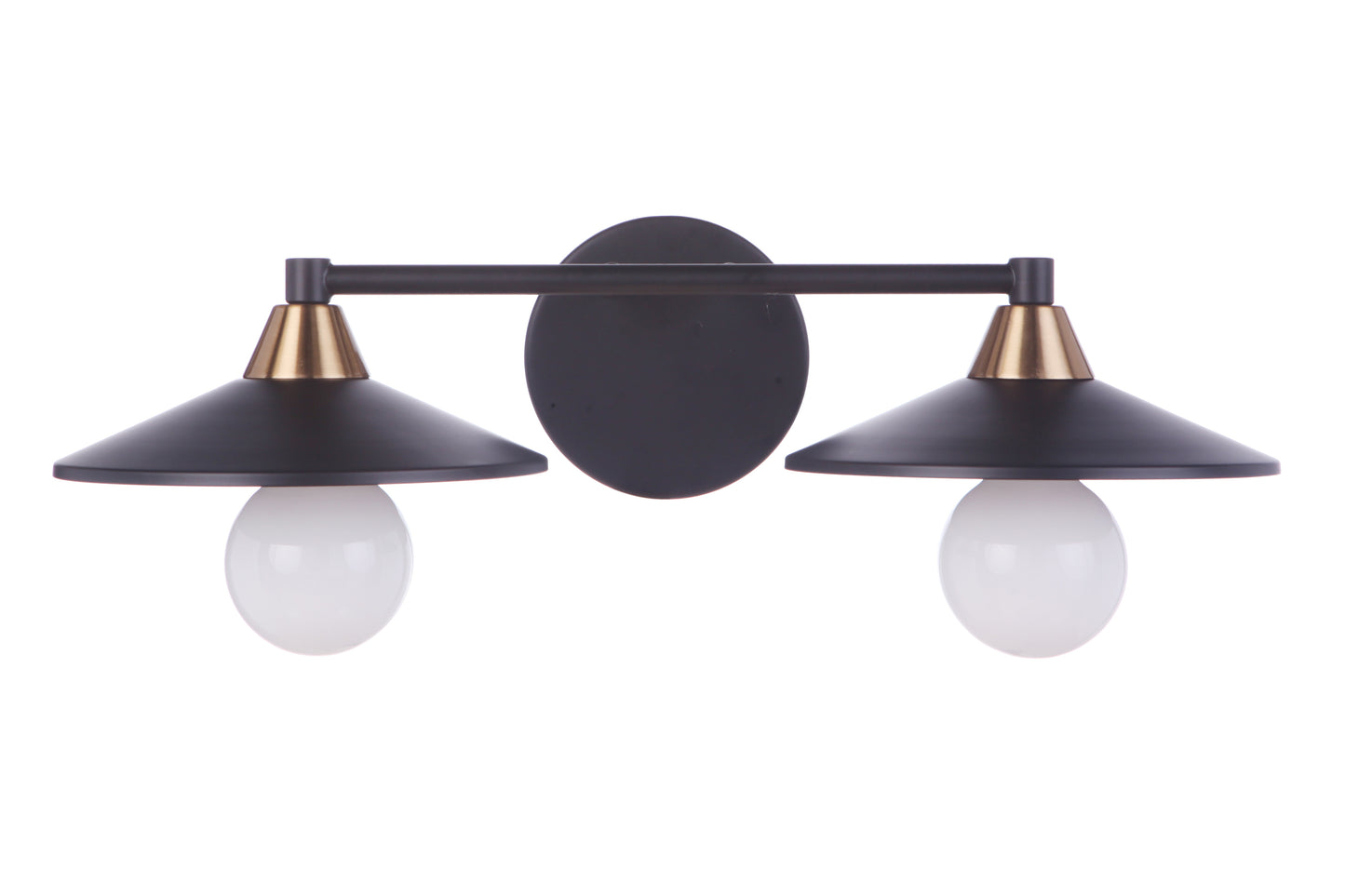 12519FBSB2 - Isaac 2 Light 19" Wide Vanity Light - Flat Black / Satin Brass