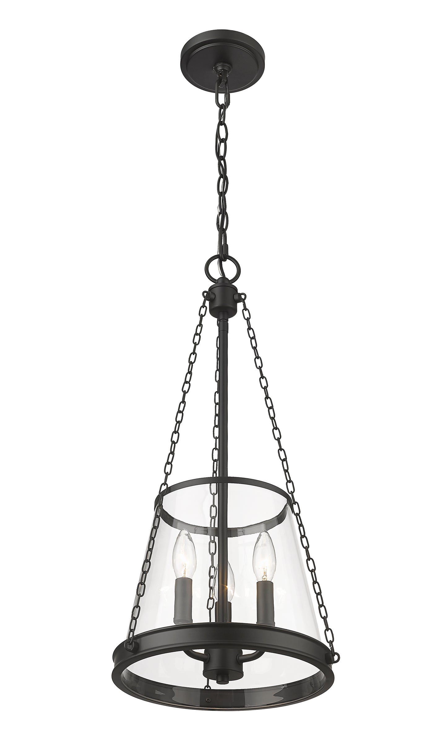 341P12-MB - Prescott 3 Light 12" Pendant - Matte Black