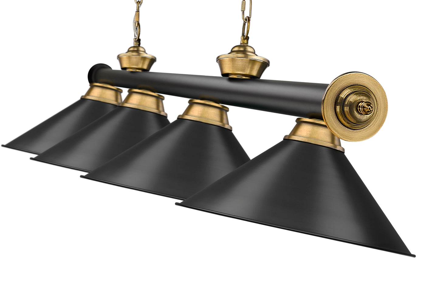 2306-4MB-RB-MB15 - Cordon 4 Light 81" Billiard - Matte Black / Rubbed Brass
