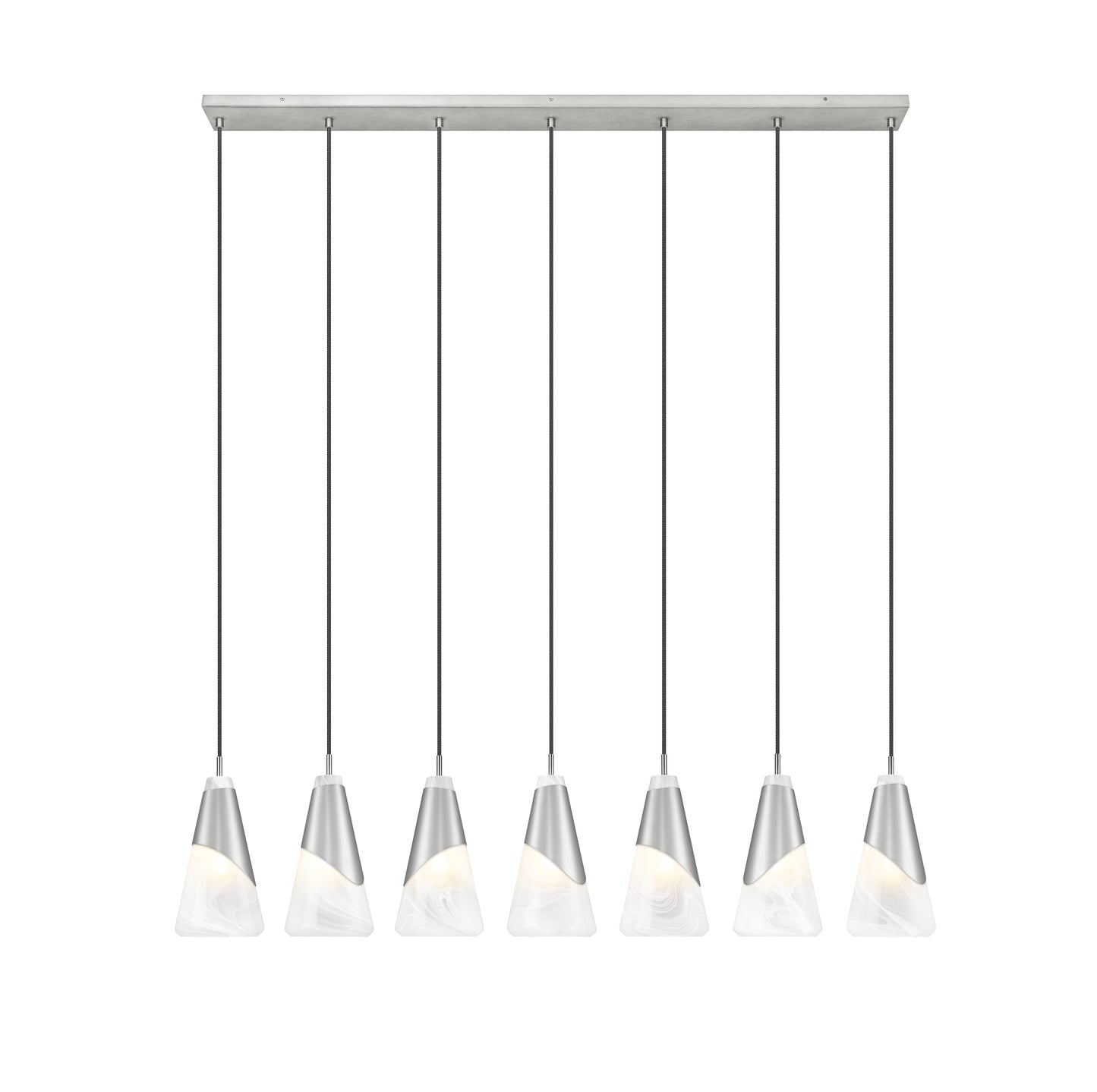 828P6-7L-BN - Aimie 7 Light Linear 54" Chandelier - Brushed Nickel