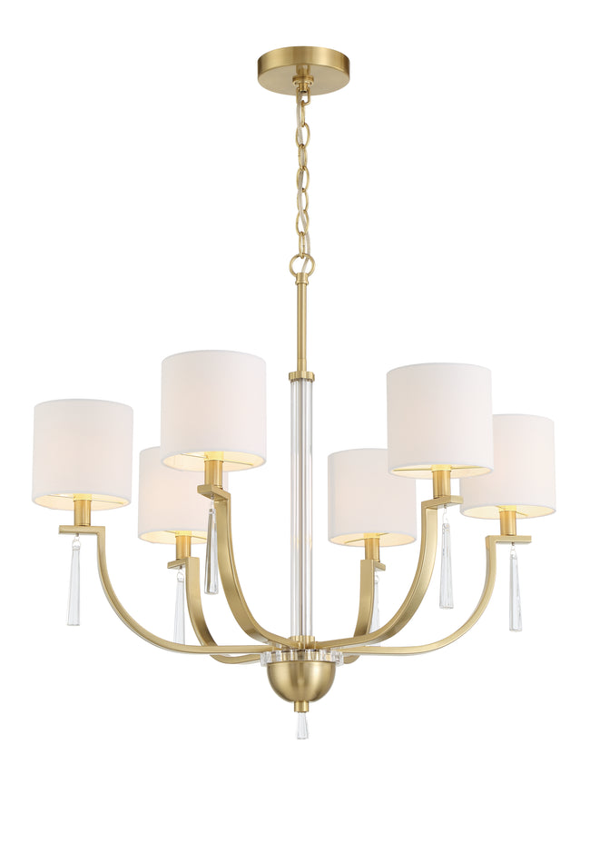 58226-SB - Fortuna 6 Light 28" Wide Chandelier - Satin Brass