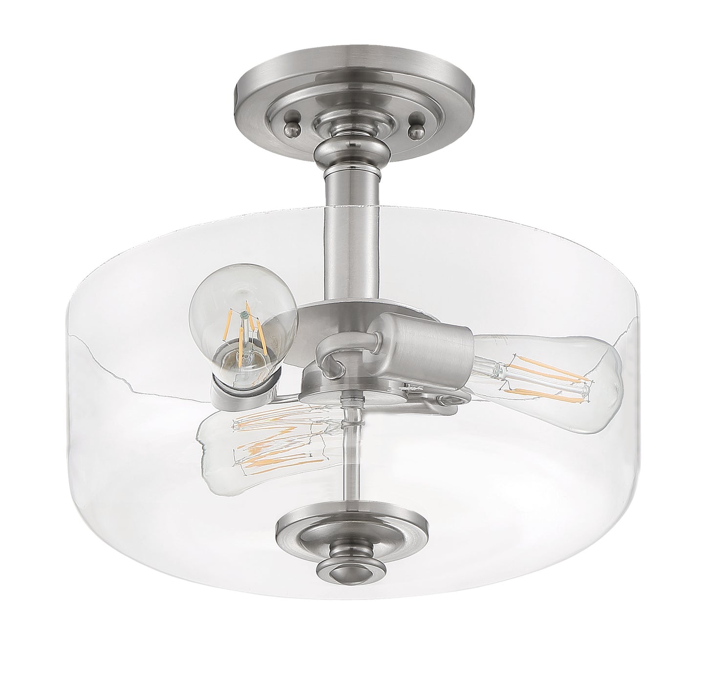 49853-BNK-C - Dardyn 3 Light 15" High Semi Flush Mount - Brushed Nickel