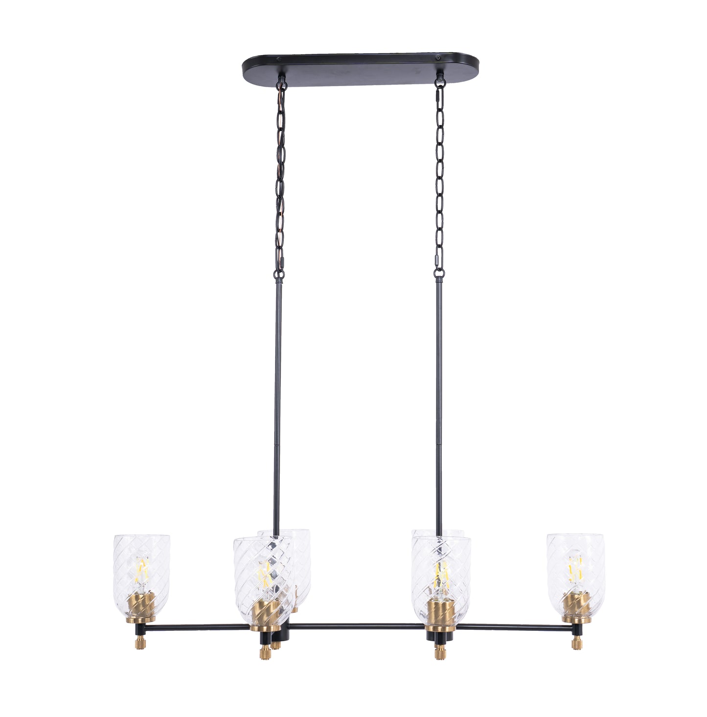 60376-FBSB-C - Council 6 Light 15" Wide Island Light - Flat Black / Satin Brass