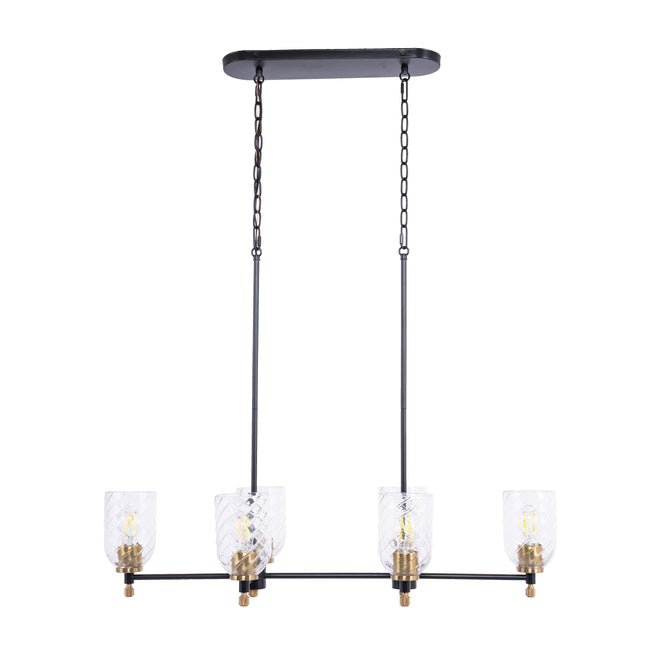 60376-FBSB-C - Council 6 Light 15" Wide Island Light - Flat Black / Satin Brass