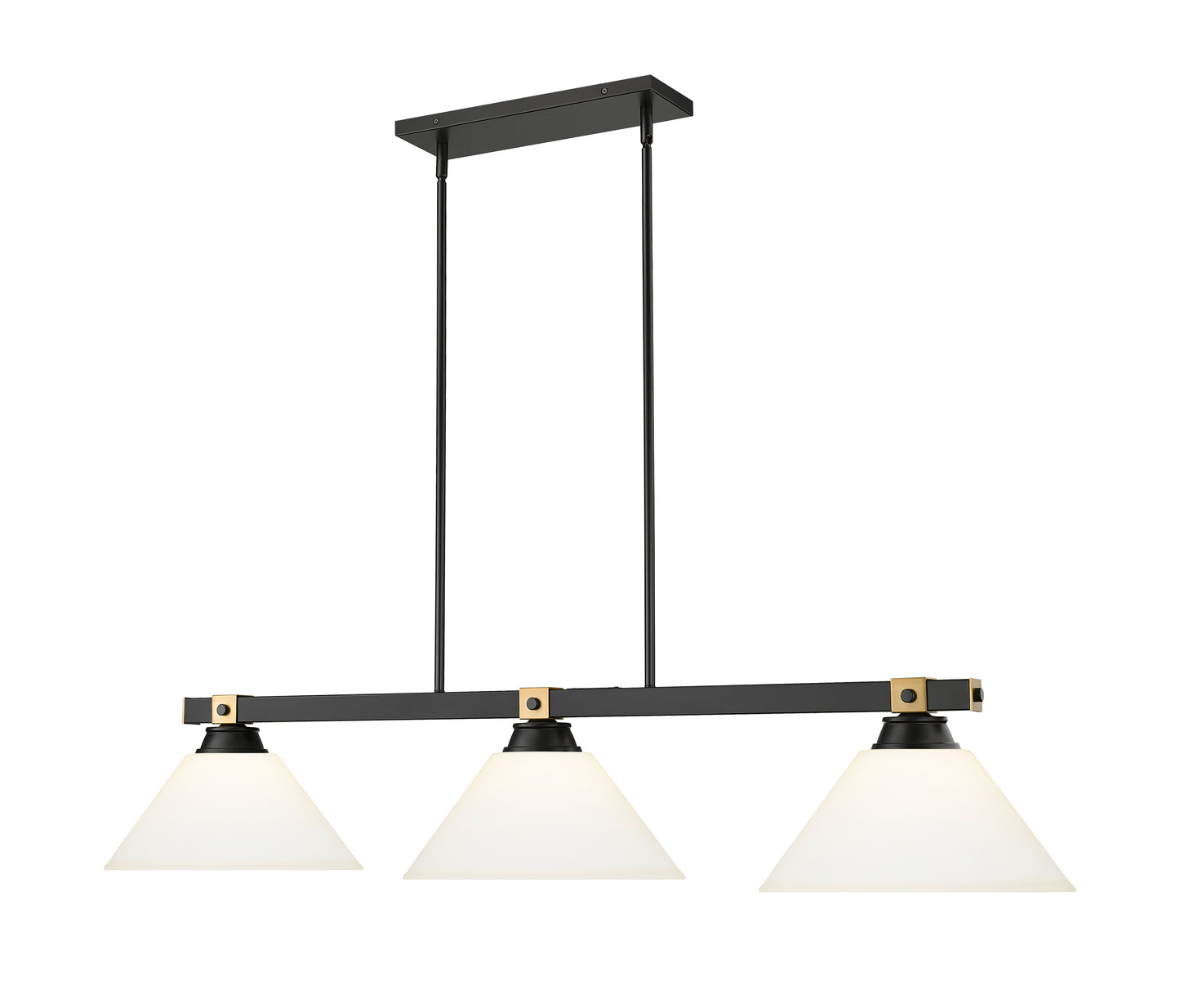 1955-3MB-RB-AMO14 - Bronte 3 Light 53" Billiard - Matte Black / Rubbed Brass