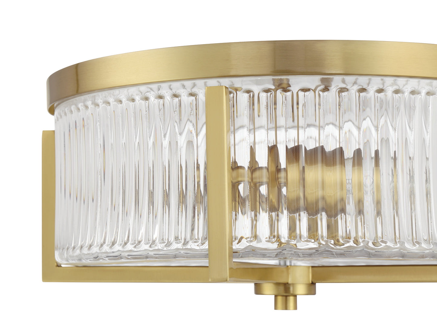 60183-SB - Whittley 3 Light 13.75" Wide Flush Mount - Satin Brass