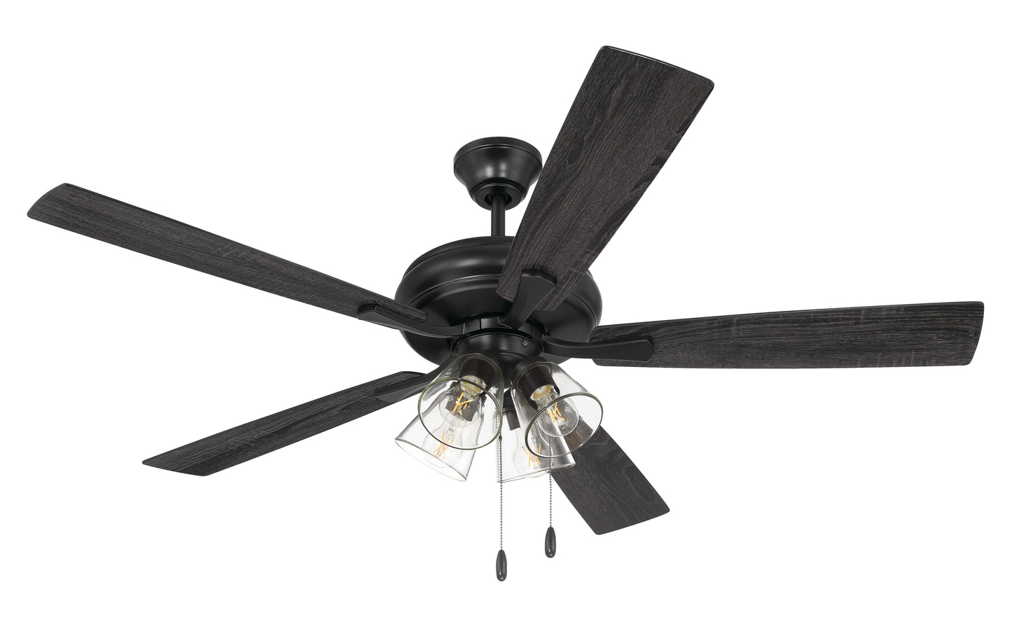 ECF104FB5-FBGW - Eos Clear 4 Light 52" 5 Blade Ceiling Fan with Light Kit - Flat Black