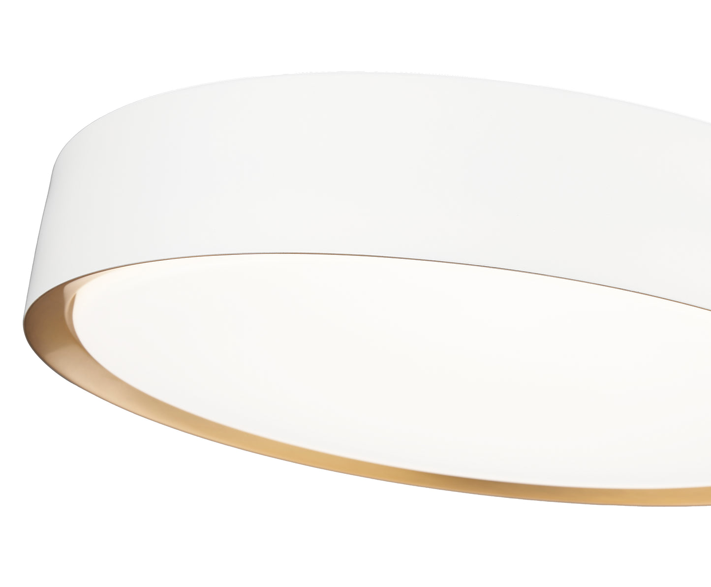 1014F16-MW-MGLD-LED - Kawan 1 Light Flush 16" Mount - Matte White / Modern Gold