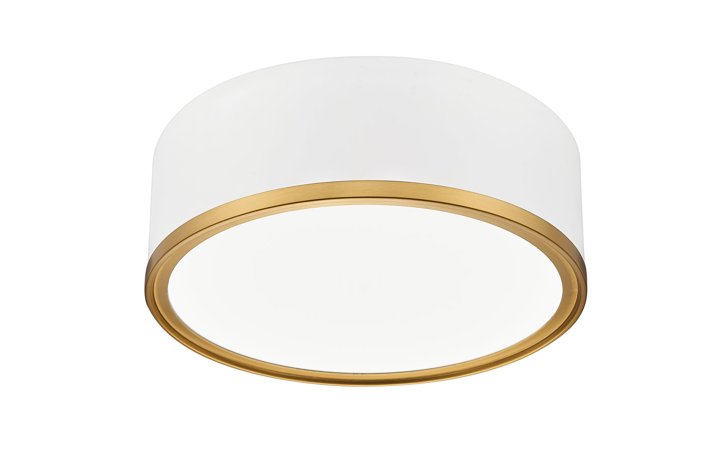1018F12-MW-MGLD-LED - Bradley 1 Light Flush 12" Mount - Matte White / Modern Gold