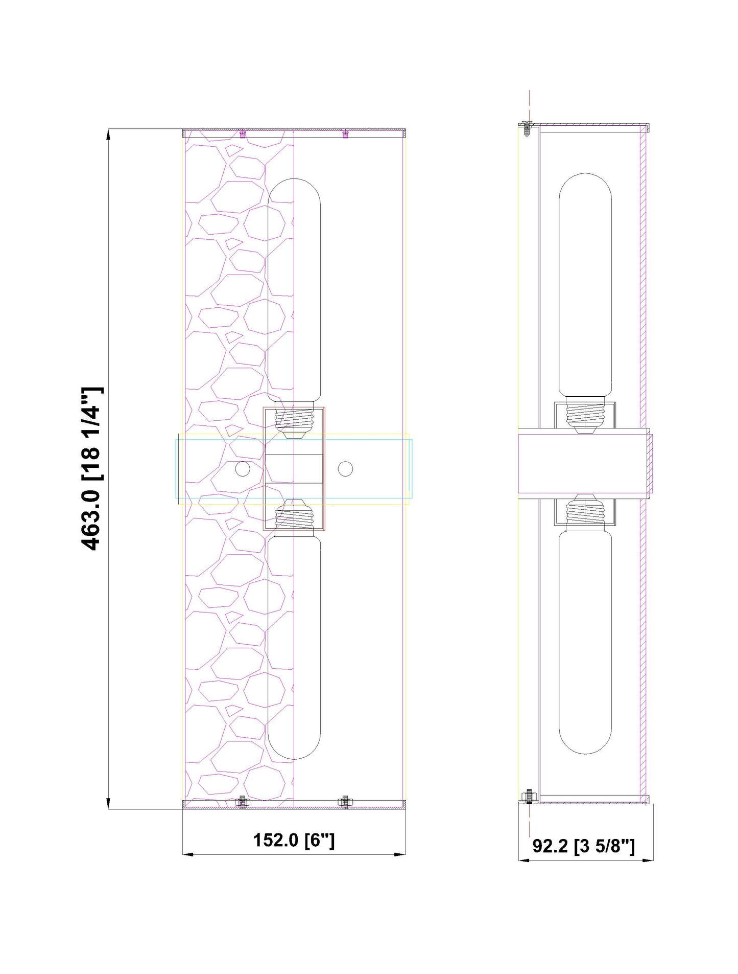 3053-2SL-MB - Meridian 2 Light Wall 18" Sconce - Matte Black