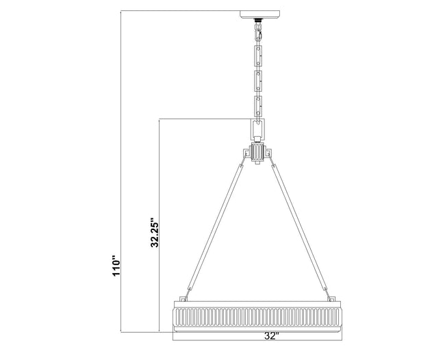 3046P32-MGLD-LED - Quinn 3 Light 32" Pendant - Modern Gold