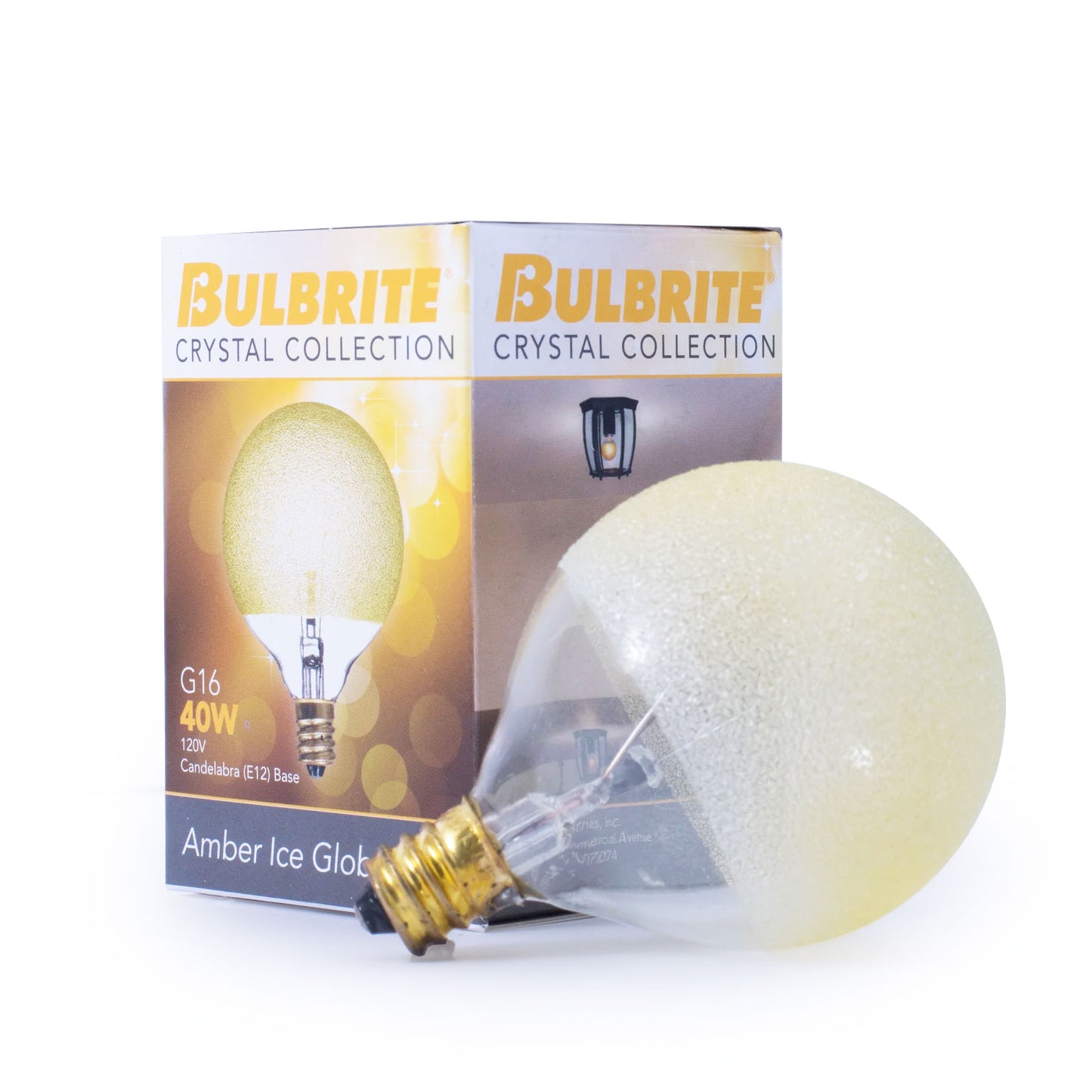 144016 - Dimmable Amber Ice G16.5 Incandescent Candelabra Light Bulb - 40 Watt - 6 Pack