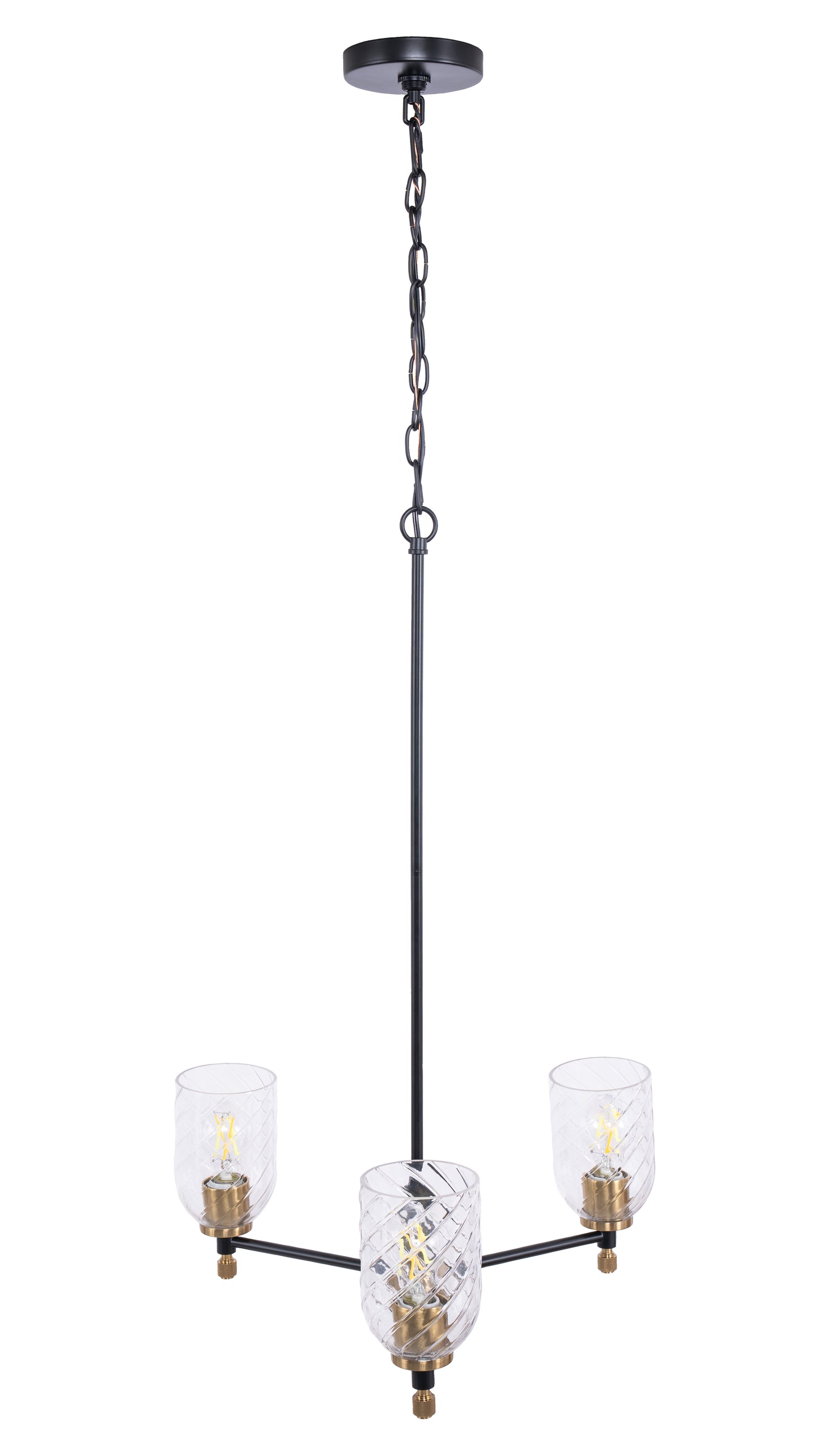 60323-FBSB-C - Council 3 Light 22" Wide Chandelier - Flat Black / Satin Brass