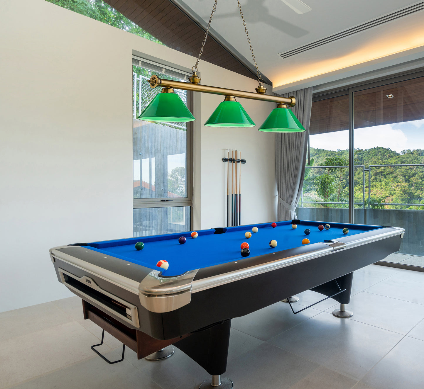 2306-3RB-PGR - Cordon 3 Light 57" Billiard - Rubbed Brass