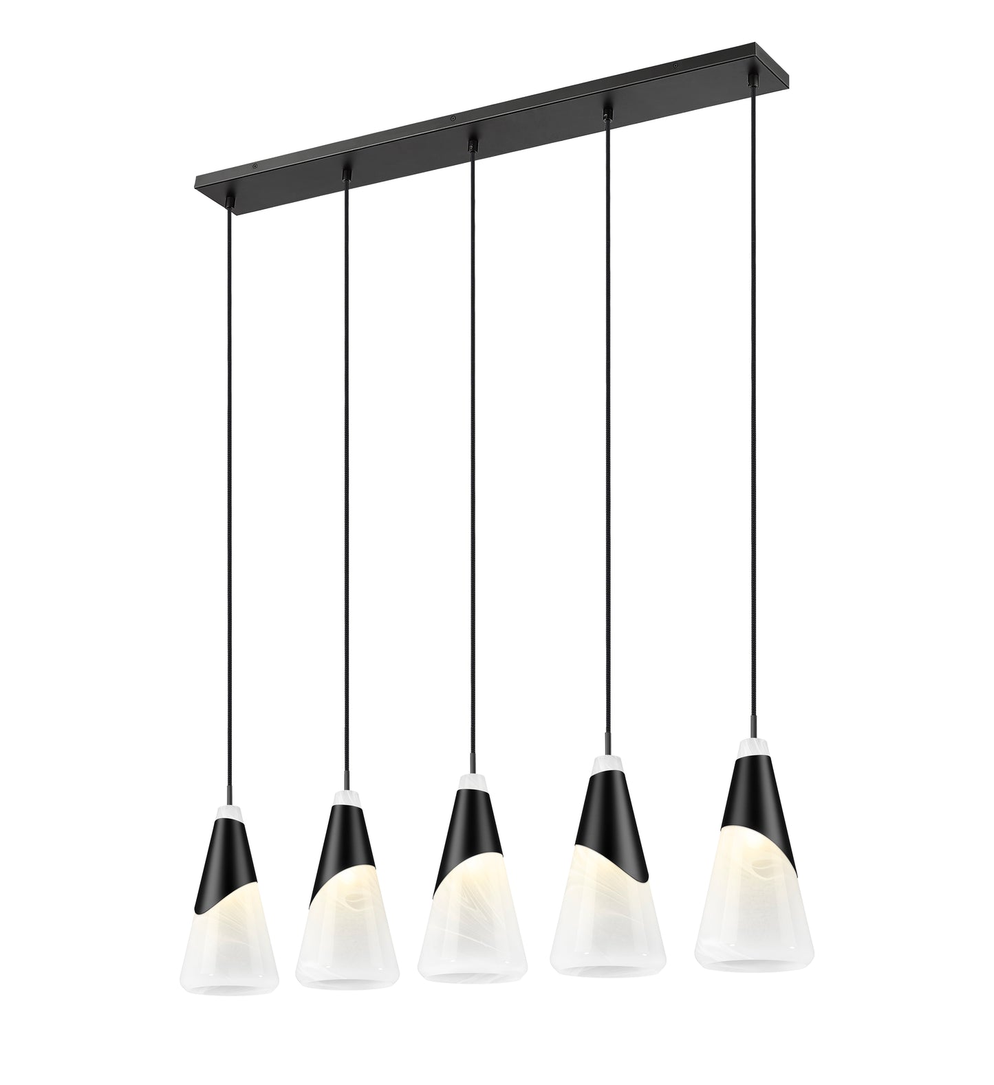 828P7-5L-MB - Aimie 5 Light Linear 42" Chandelier - Matte Black