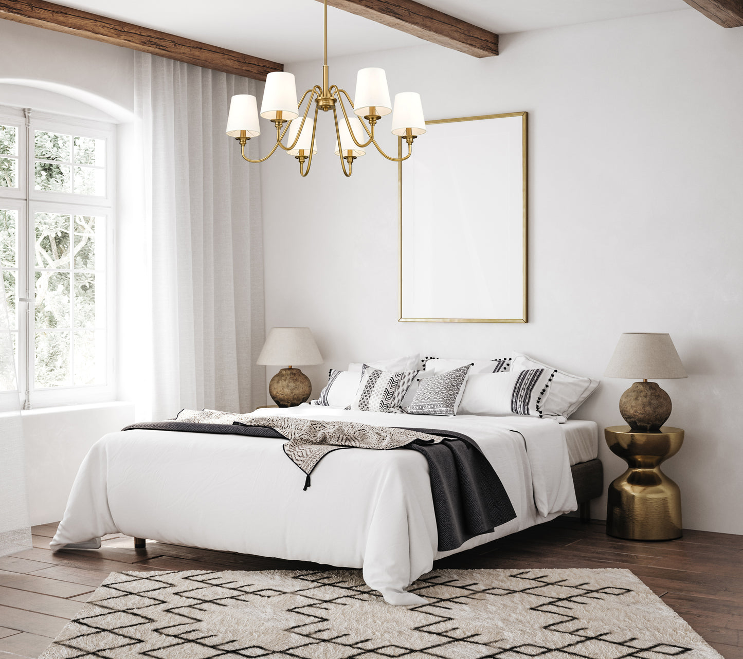 7509-6-32MGLD - Gianna 6 Light 32" Chandelier - Modern Gold