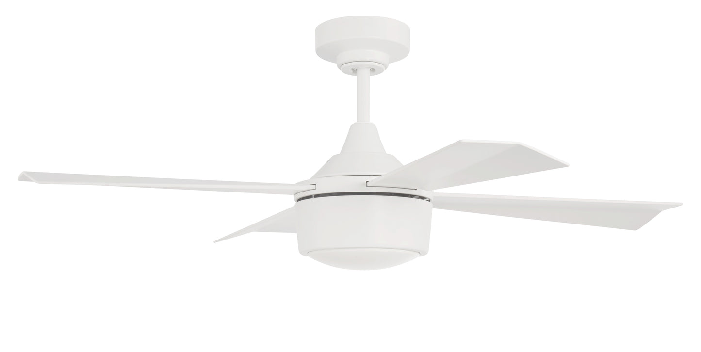 THO42W4 - Theo Indoor/Outdoor 42" 4 Blade Indoor Outdoor Ceiling Fan with Light Kit - White