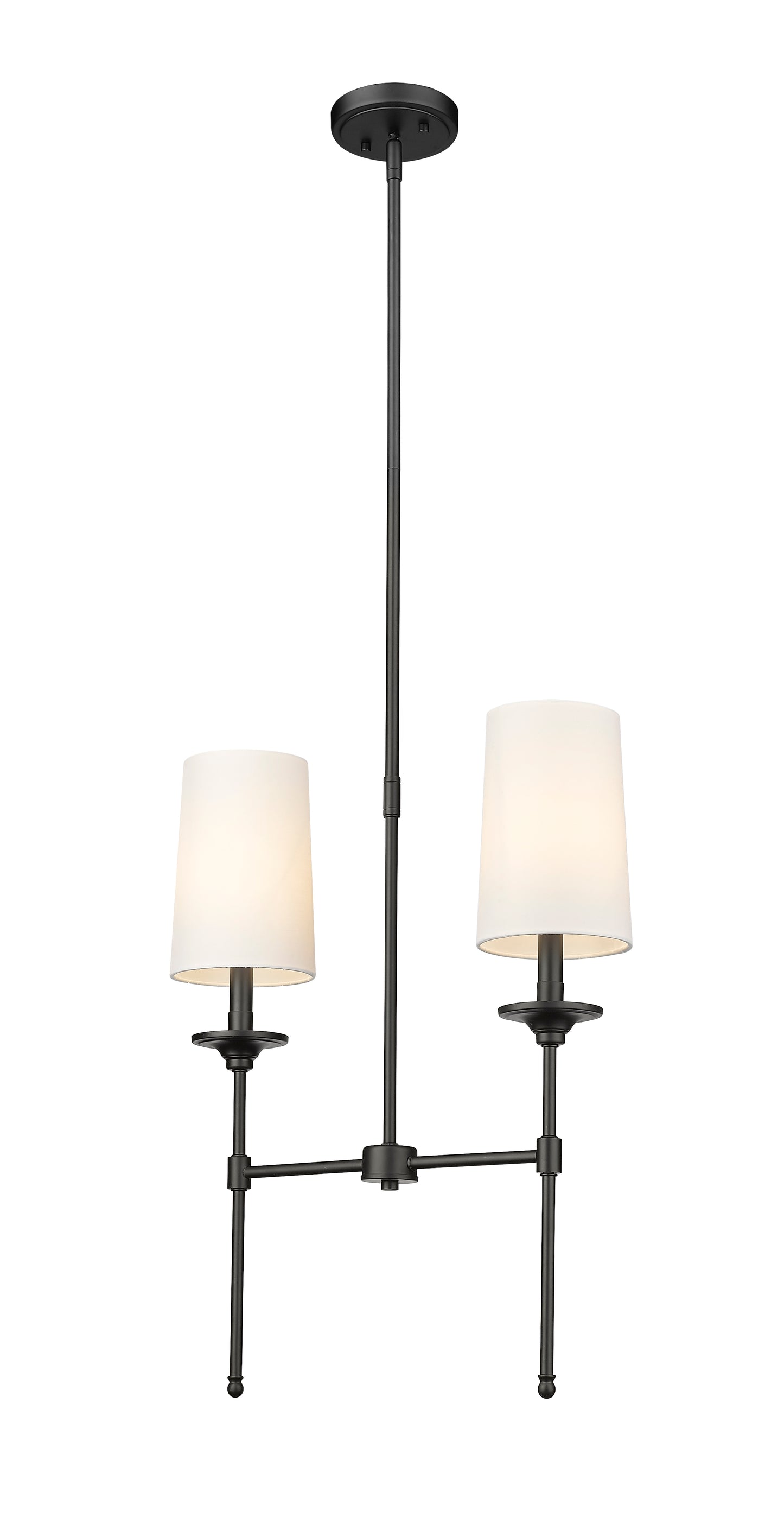 3033-2L-MB - Emily 2 Light Linear 19" Chandelier - Matte Black