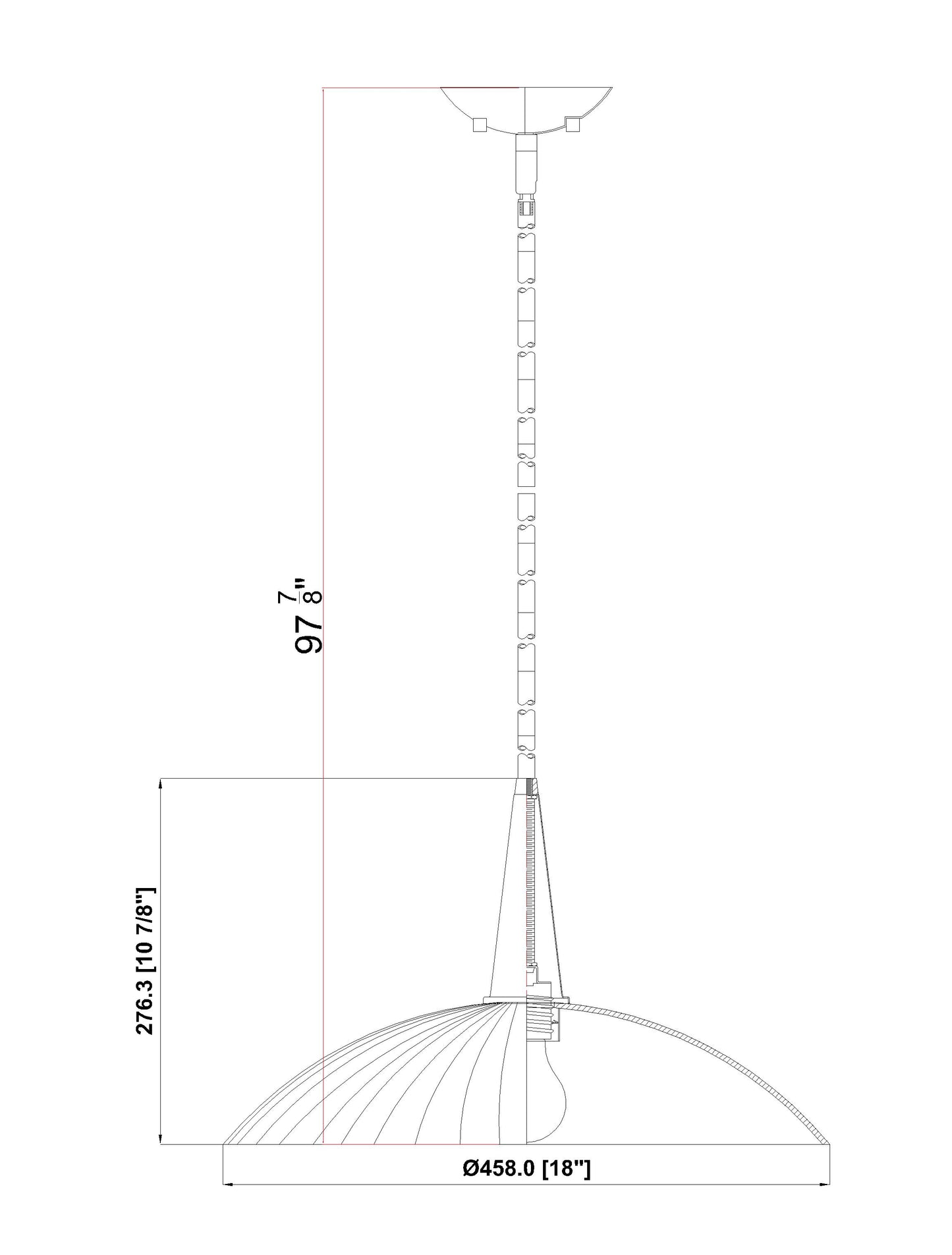 3051P18-MGLD - Lunelle 1 Light 18" Pendant - Modern Gold