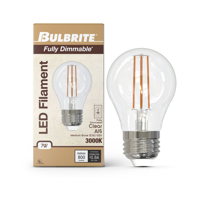 776830 - Filaments Dimmable A15 Clear Glass Medium Base - 7 Watt - 3000K - 4 Pack
