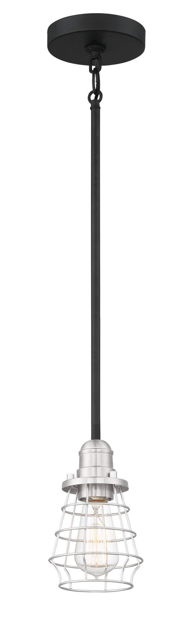 50691-FBBNK - Thatcher 1 Light 5" Wide Mini Pendant - Flat Black / Brushed Polished Nickel