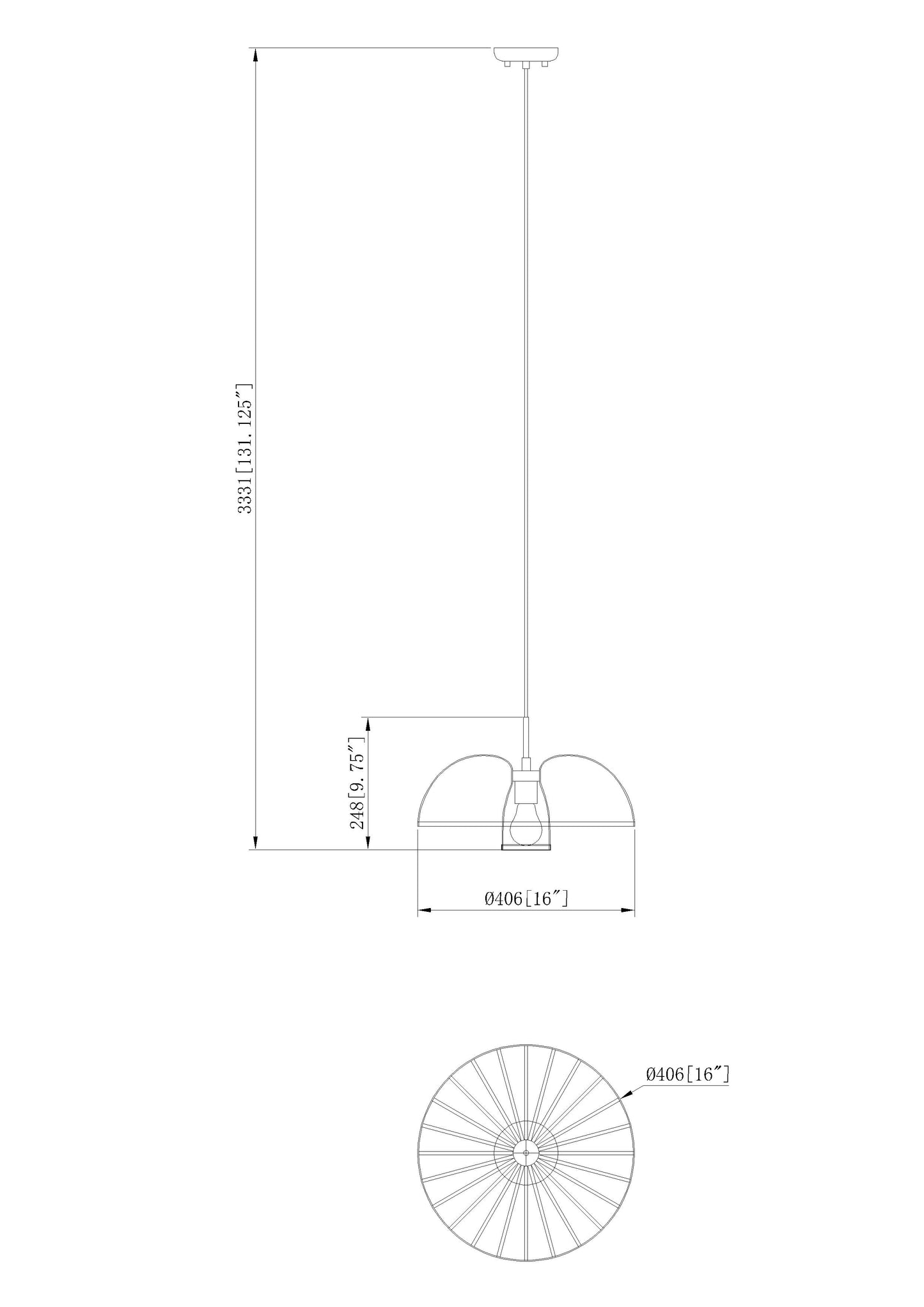 623P16-MGLD - Valencia 1 Light 16" Pendant - Modern Gold