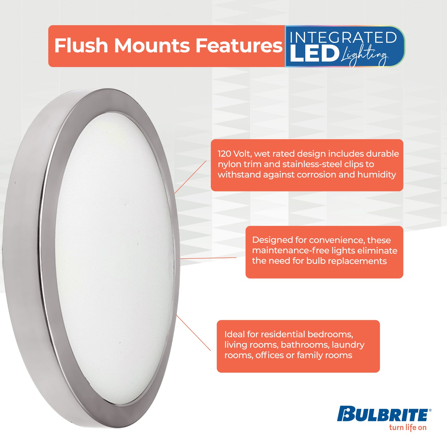 773606 - 7" Flush Mount LED Ceiling Light - 10.3 Watt - 3000K - Nickel