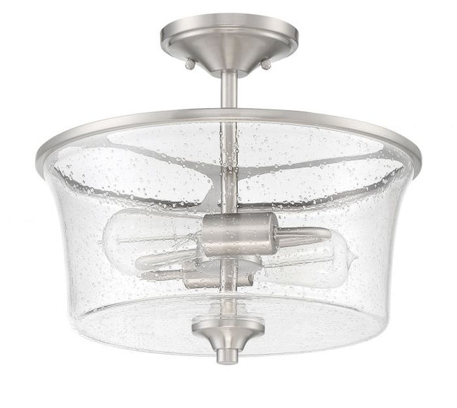 50452-BNK - Gwyneth 2 Light 15" High Semi Flush Mount - Brushed Nickel