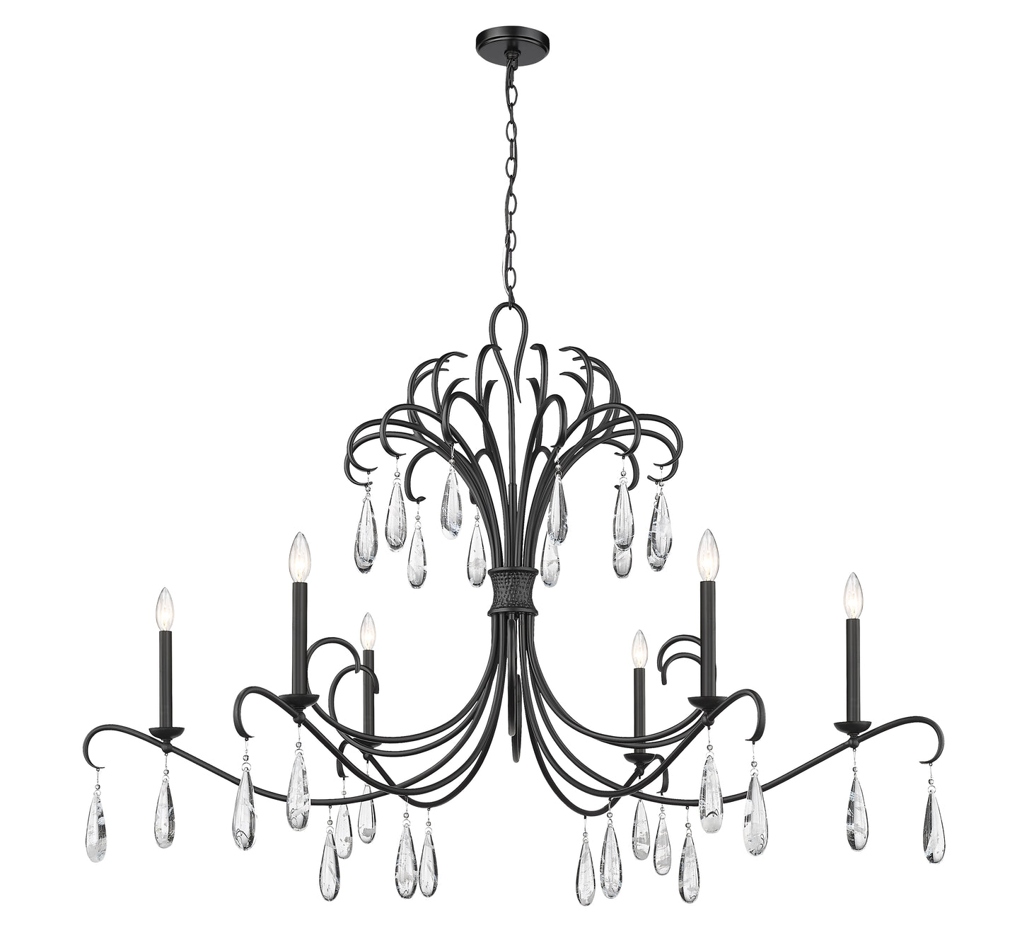 3039-59MB - Amara 6 Light 59" Chandelier - Matte Black