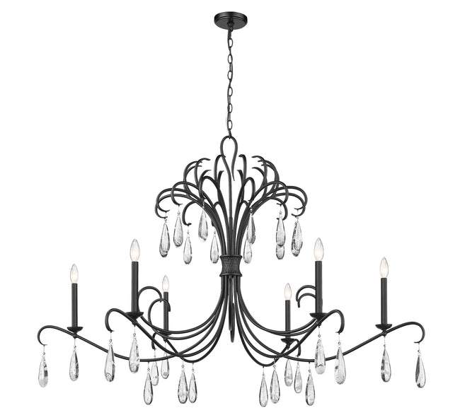 3039-59MB - Amara 6 Light 59" Chandelier - Matte Black