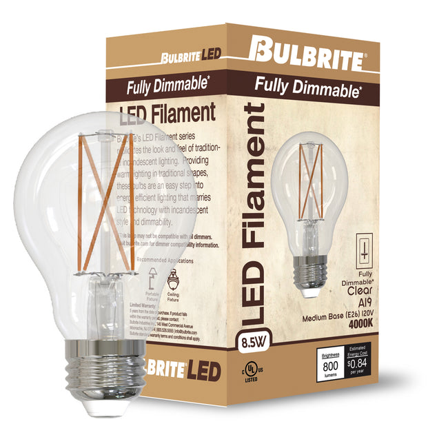 776925 - Dimmable Clear A19 LED Light Bulb - 7 Watt - 4000K - 4 Pack
