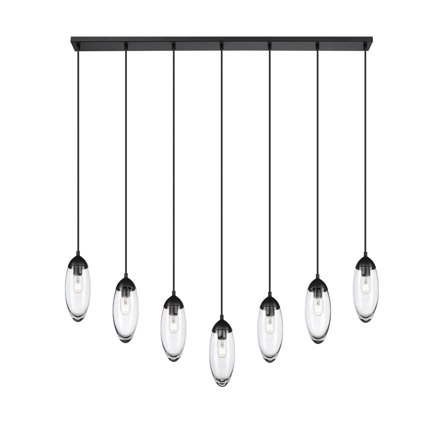 651P-7L-MB - Arden 7 Light Linear 54" Chandelier - Matte Black