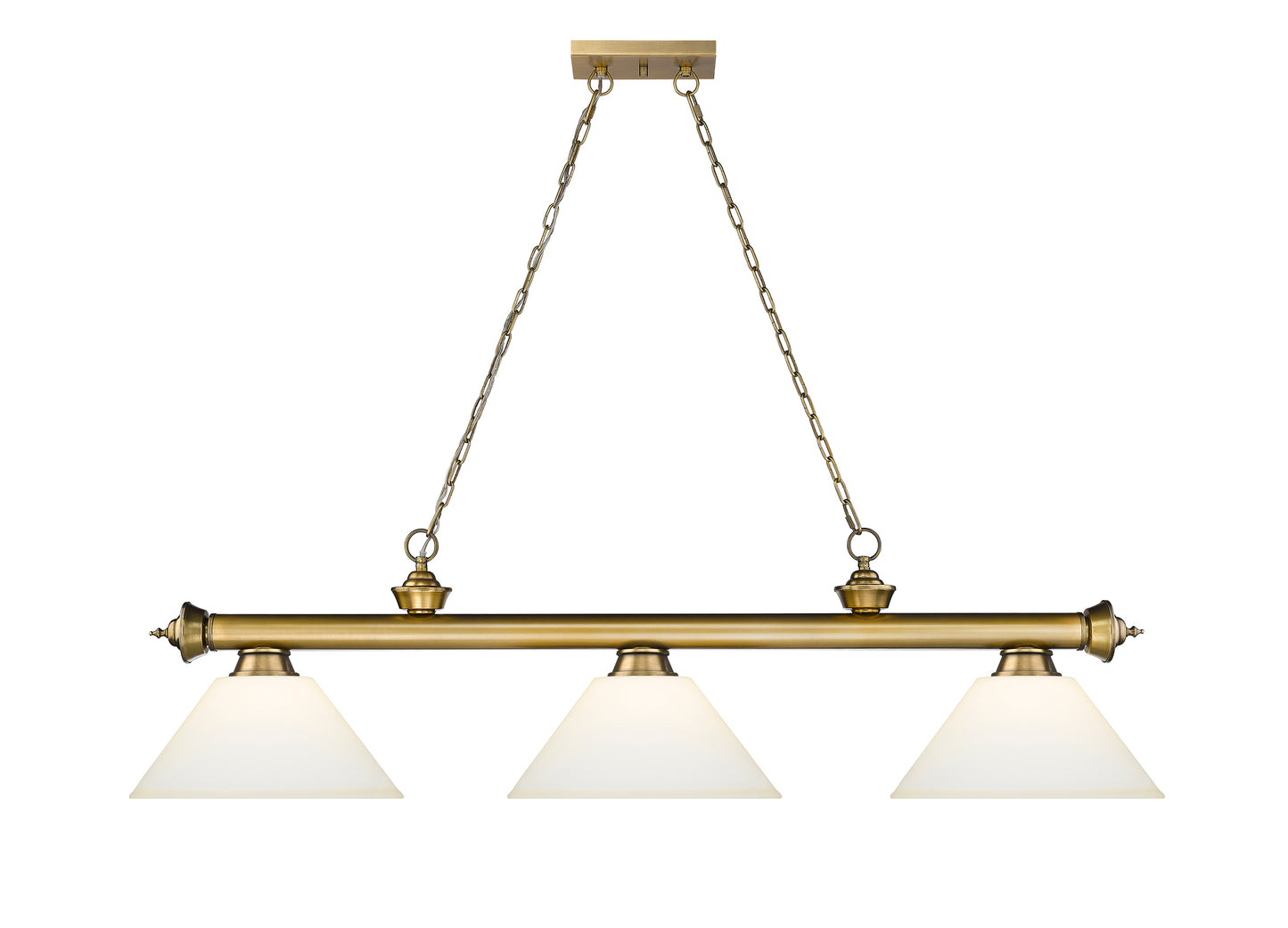 2306-3RB-AMO14 - Cordon 3 Light 57" Billiard - Rubbed Brass