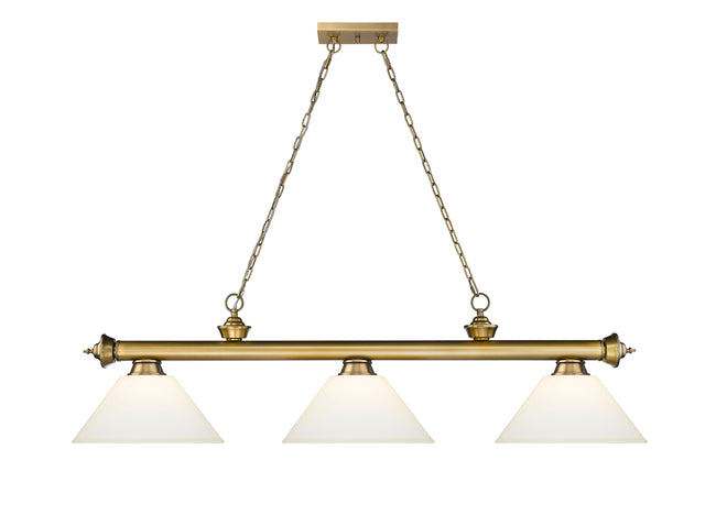 2306-3RB-AMO14 - Cordon 3 Light 57" Billiard - Rubbed Brass