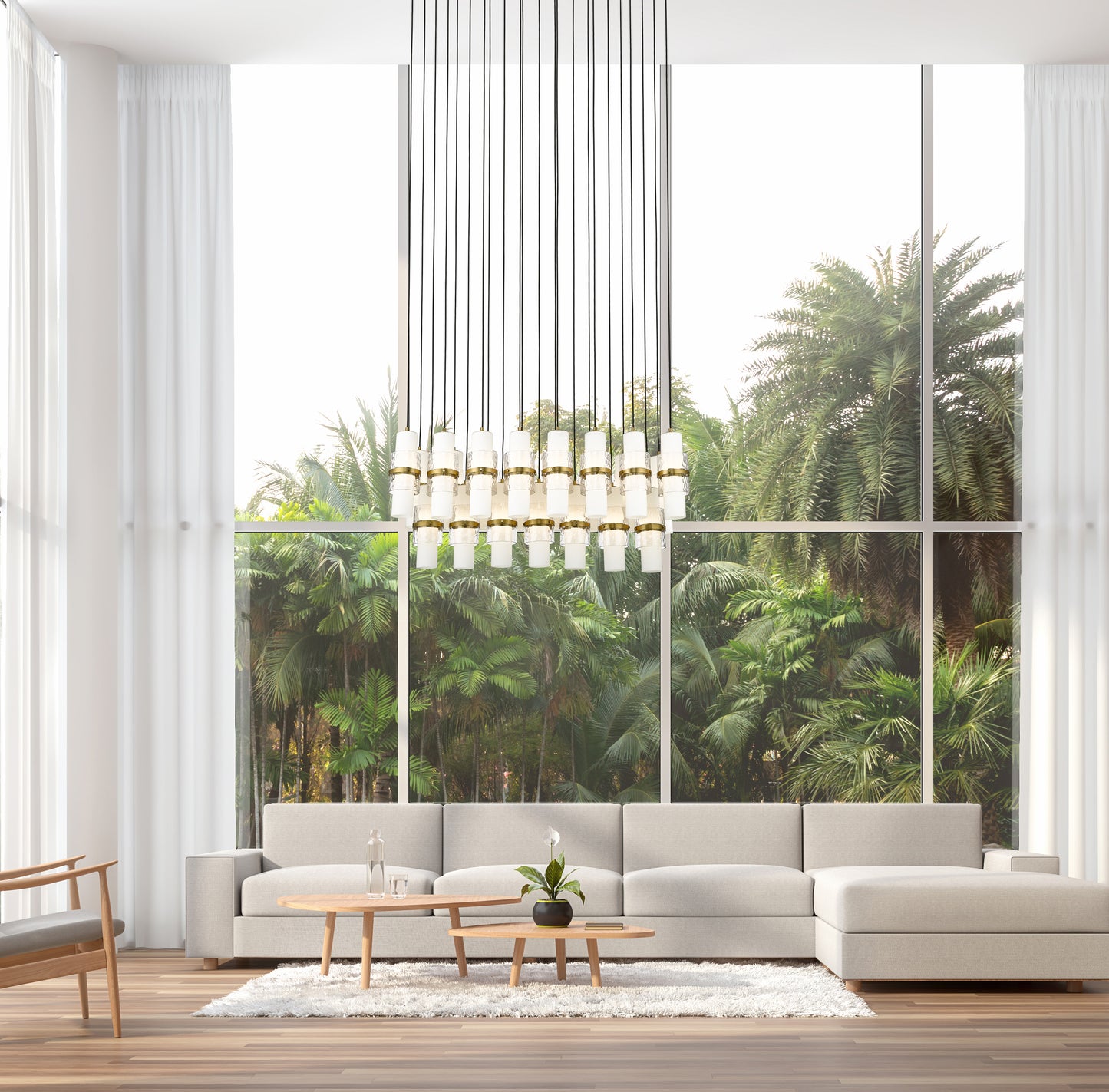 1946P-23L-MGLD - Cayden 23 Light Linear 54" Chandelier - Modern Gold