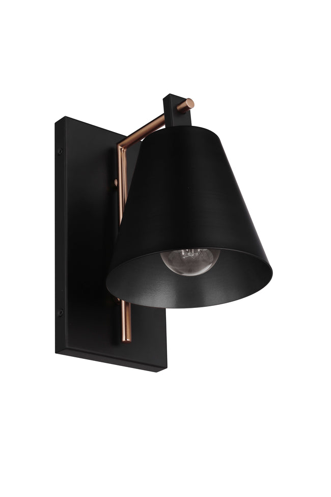 60961-FBSB - Blake 1 Light 10.25" High Wall Sconce - Flat Black / Satin Brass