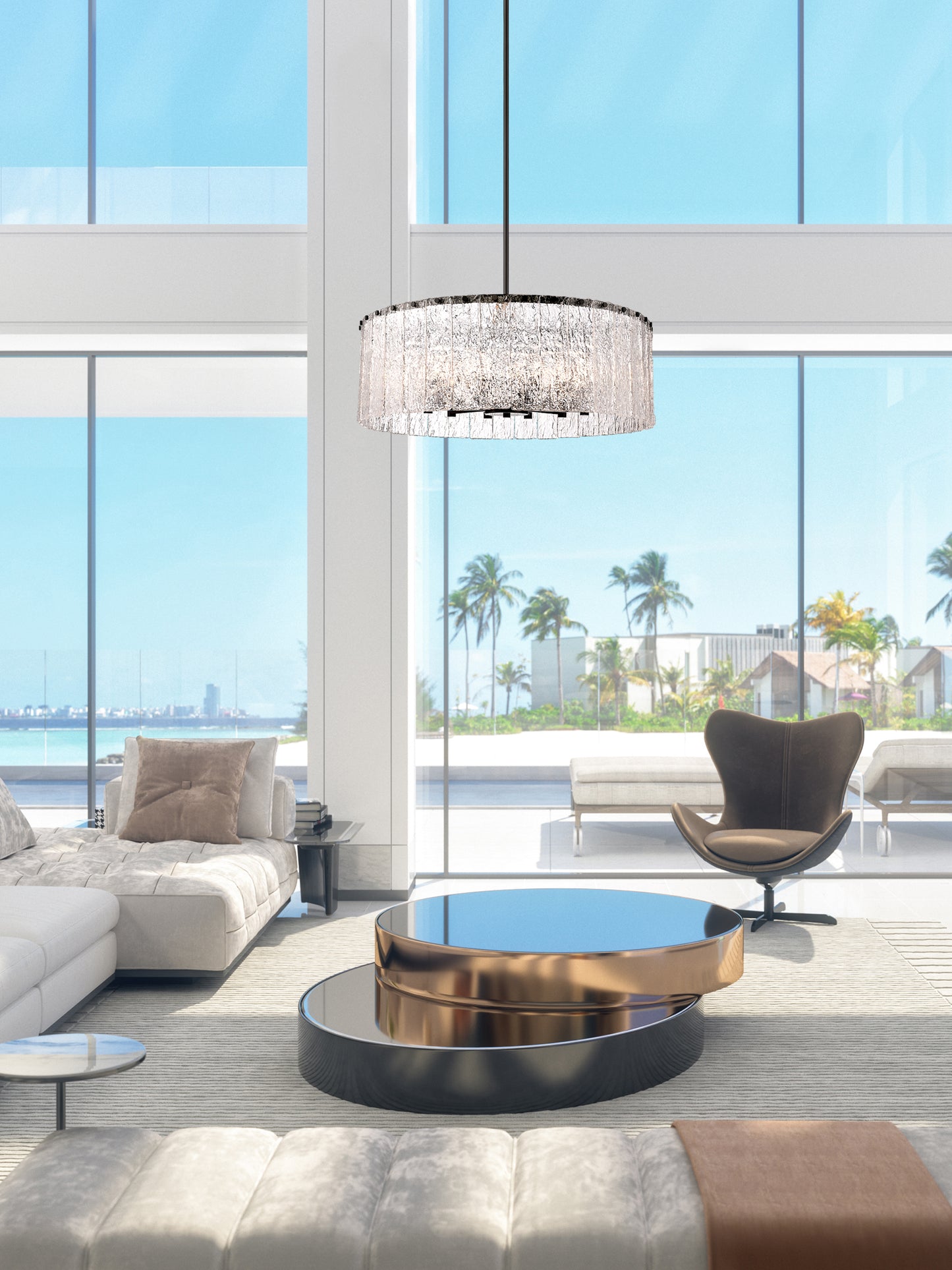 1943P32-MB - Glacier 12 Light 32" Chandelier - Matte Black