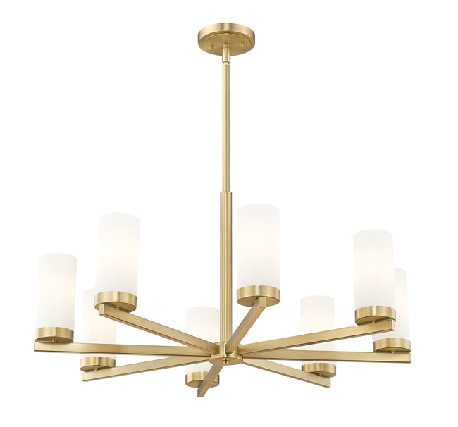 3044-8MGLD - Danica 8 Light 32" Chandelier - Modern Gold