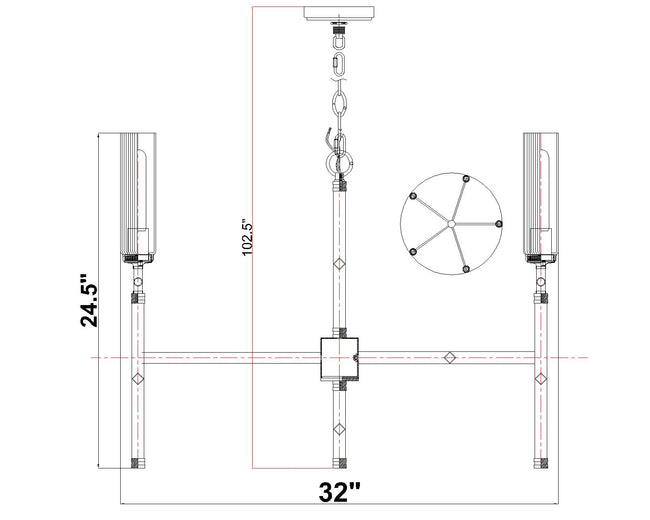 3047-5MB - Esme 5 Light 32" Chandelier - Matte Black