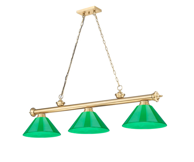 2306-3HBR-PGR - Cordon 3 Light 57" Billiard - Heritage Brass
