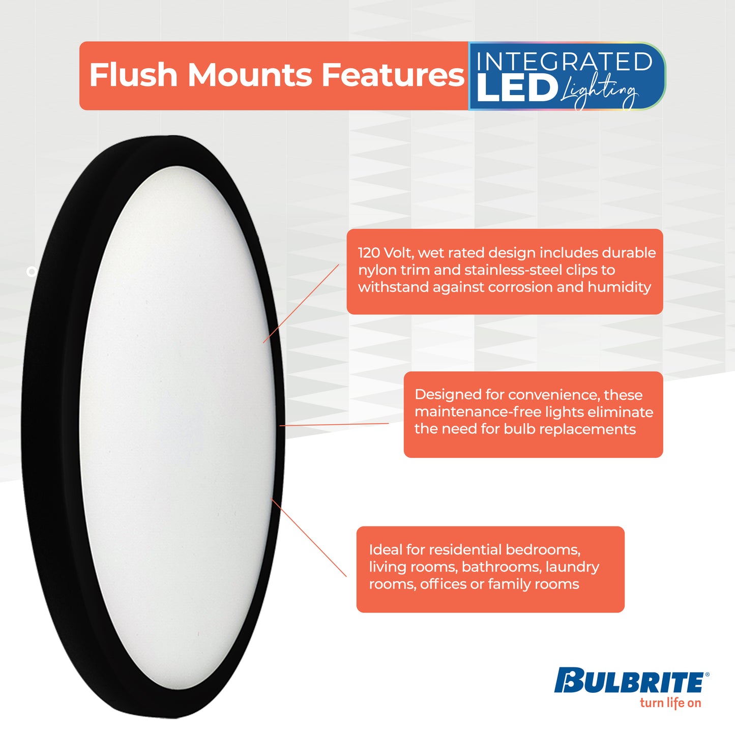 773609 - 9" Flush Mount LED Ceiling Light - 17 Watt - 3000K - Black