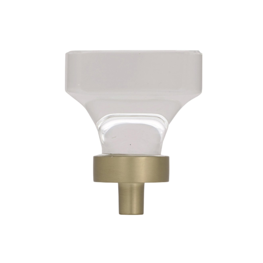 BP36653CBBZ-10PACK - Glacio 1 3/8" Square Cabinet Knob - Modern Clear/Golden Champagne