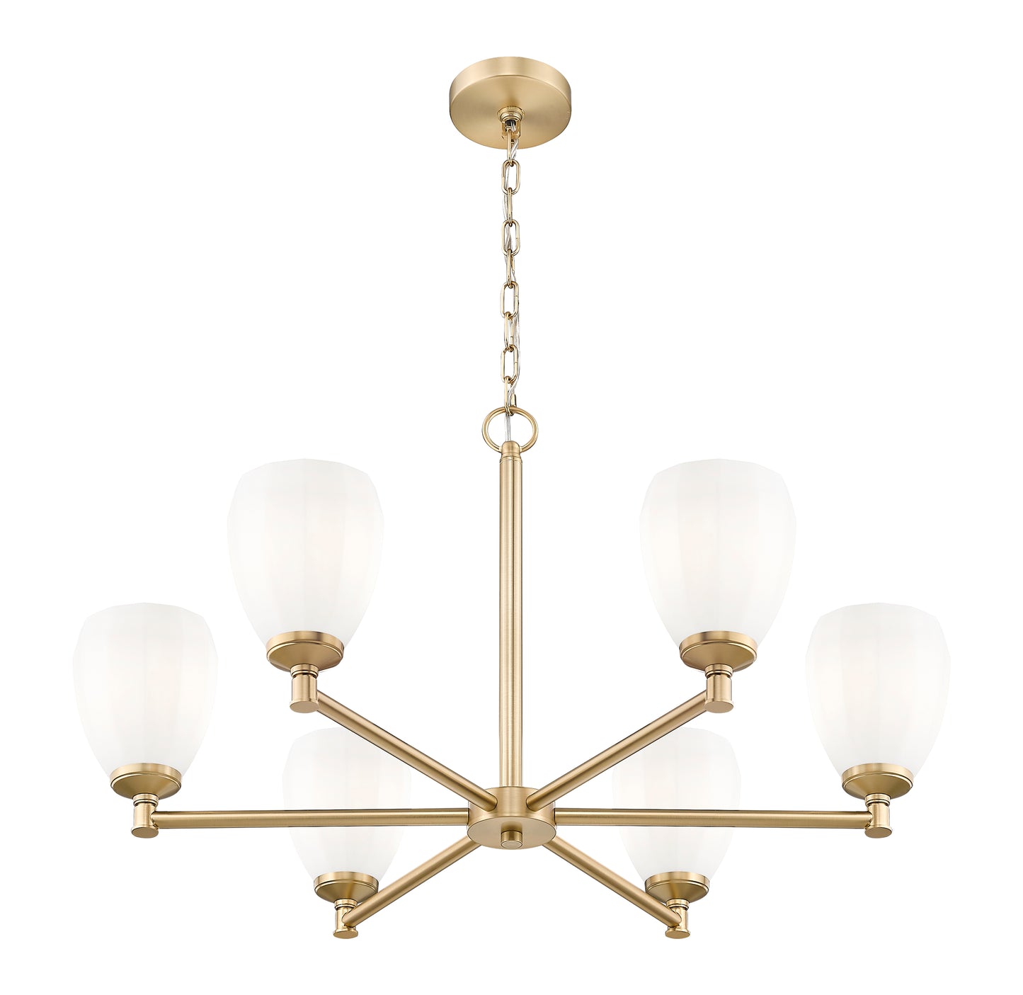 7004-6MGLD - Oren 6 Light 32" Chandelier - Modern Gold
