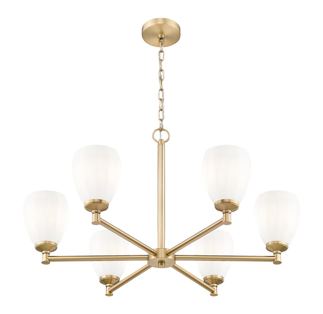 7004-6MGLD - Oren 6 Light 32" Chandelier - Modern Gold