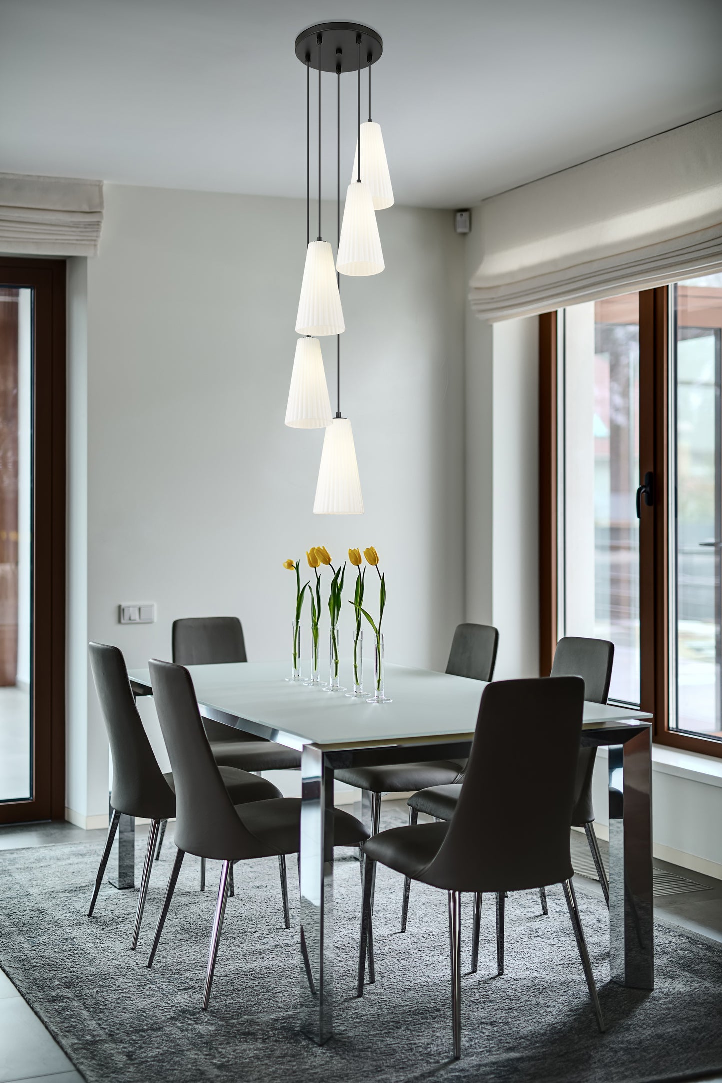 3043P7-5R-MB - Farrell 5 Light 12" Chandelier - Matte Black