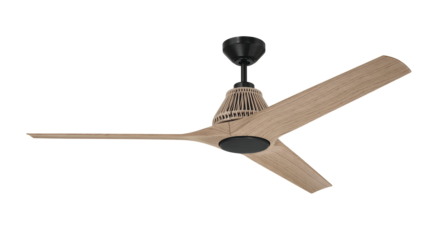 SEA56FB3 - Sea Scape 56" 3 Blade Indoor Outdoor Ceiling Fan with Light Kit - Flat Black