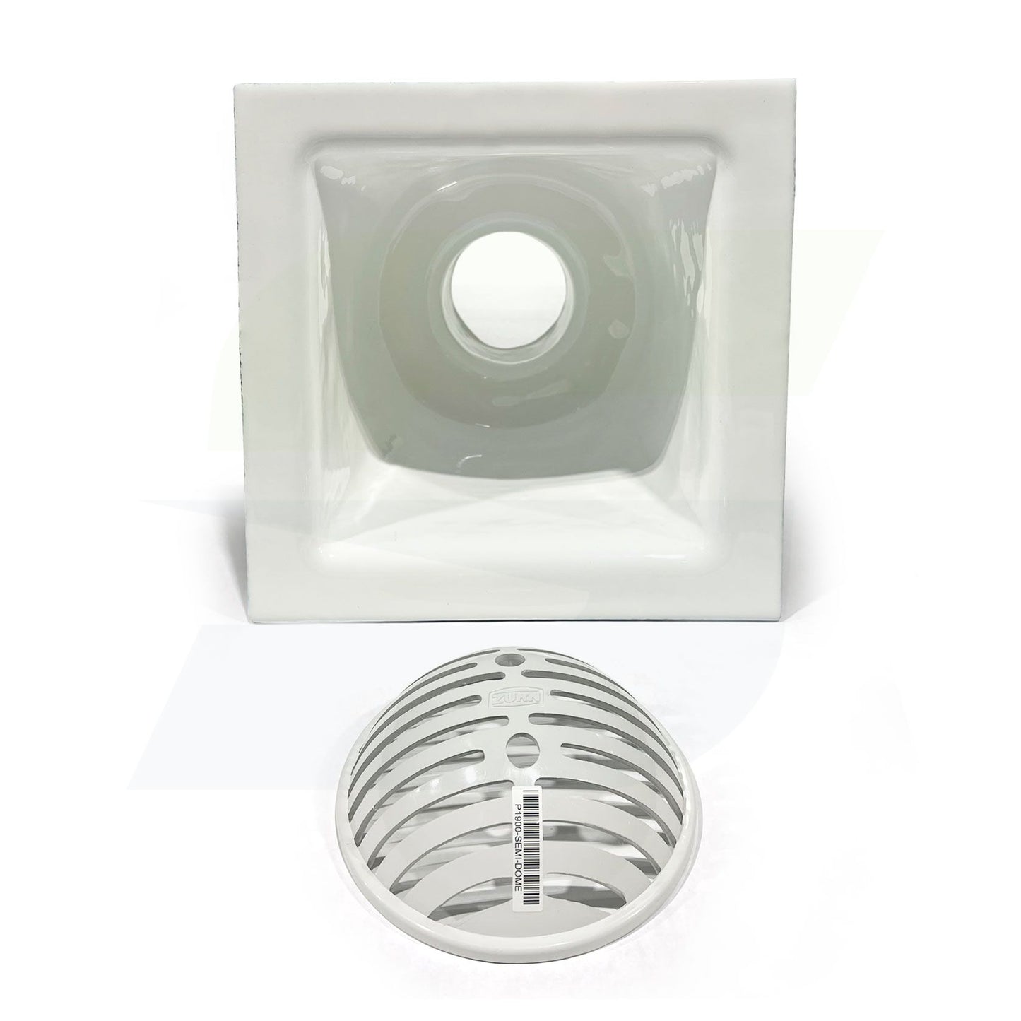 FD2376-NH4 - 12" x 12" Porcelain Enameled 8" Cast Iron Floor Sink - 4" No-Hub Connection