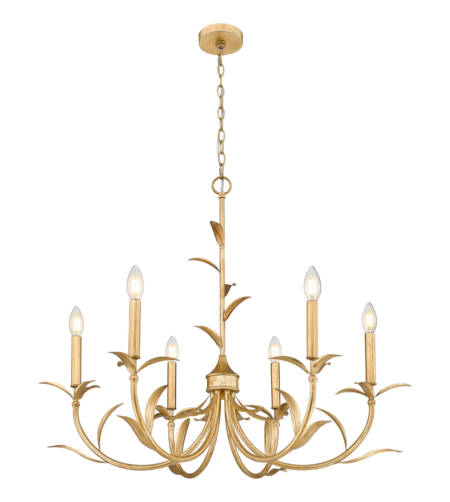 830-31GLF - Aslin 6 Light 31" Chandelier - Gold Leaf