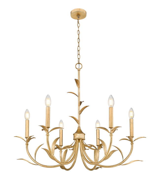 830-31GLF - Aslin 6 Light 31" Chandelier - Gold Leaf