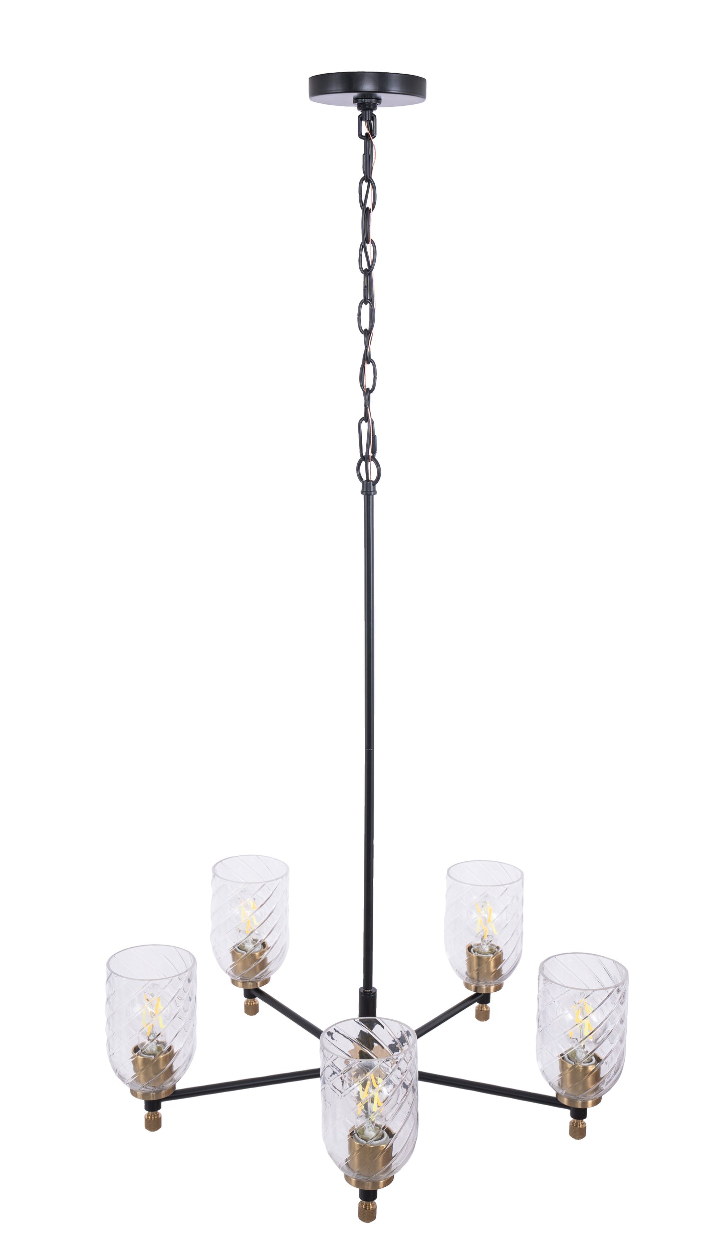 60325-FBSB-C - Council 5 Light 25" Wide Chandelier - Flat Black / Satin Brass
